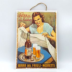 Ξύλινη πινακίδα vintage Birra Moretti