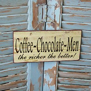 Πινακίδα "Coffee-Chocolate-Men" ξύλινη χειροποίητη