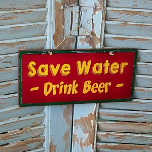 Πινακίδα "Save Water Drink Beer" ξύλινη χειροποίητη