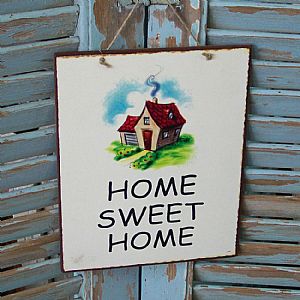 Πινακίδα "Home Sweet Home" ξύλινη χειροποίητη