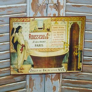 Πινακίδα "Rousseau & Cie. - Salles De Bains" ξύλινη χειροποίητη