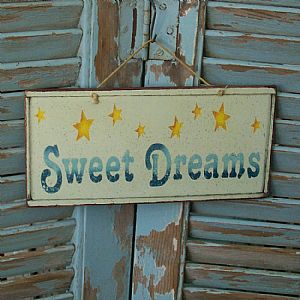 Πινακίδα "Sweet Dreams" ξύλινη χειροποίητη