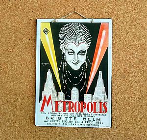 Vintage κινηματογραφίκή αφίσα Metropolis ξυλινη χειροποίητη