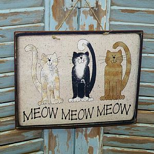 Πινακίδα "Meow Meow" ξύλινη χειροποίητη