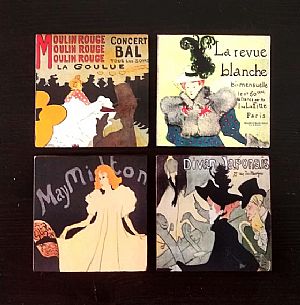 Vintage χειροποίητα σουβέρ Henri Toulouse Lautrec σετ 4 τεμάχια