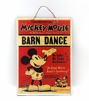 Vintage αφίσα κινηματογραφική Mickey Mouse - Barn Dance ξύλινη χειροποίητη