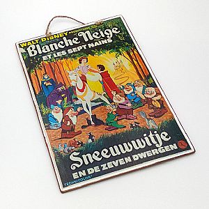 Vintage κινηματογραφική αφίσα Snow White ξύλινη χειροποίητη