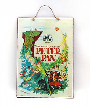 Πινακίδα κινηματογραφική αφίσα Peter Pan ξύλινη χειροποίητη