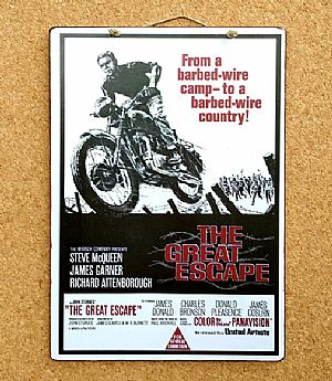 Πινακίδα ξύλινη κινηματογραφική αφίσα The Great Escape χειροποίητη
