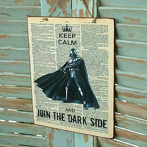 Πινακίδα "Keep Calm And Join The Dark Side - Star Wars" ξύλινη χειροποίητη